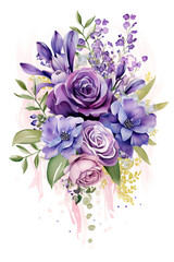 flowers bouquet watercolor art design.