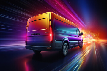 Delivery Van on High-Speed. Ensuring Swift and Reliable Transportation for Business Shipping and Freight Services on the Busy Highway of Commerce