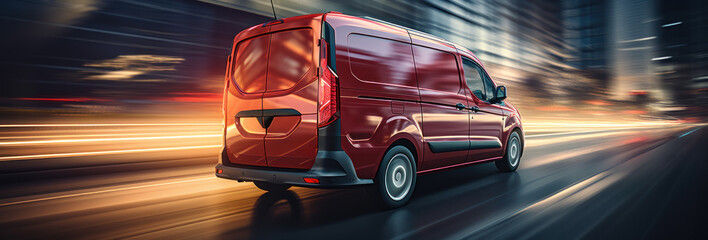 Delivery Van on High-Speed. Ensuring Swift and Reliable Transportation for Business Shipping and Freight Services on the Busy Highway of Commerce