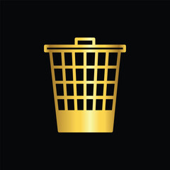gold color garbage bin icon, vector, template, logo, trendy, collection, flat, design