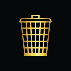 gold color garbage bin icon, vector, template, logo, trendy, collection, flat, design