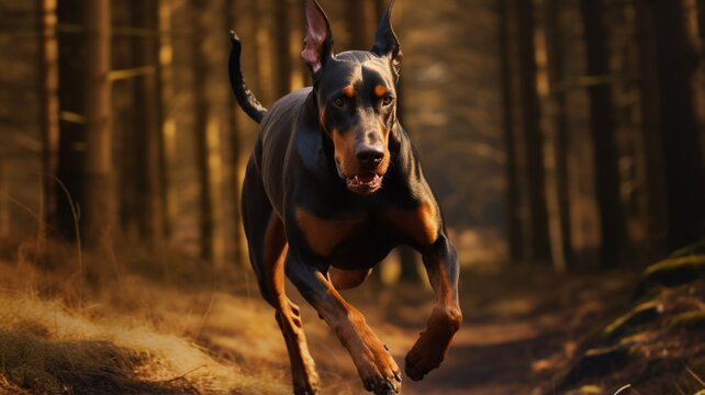 Black doberman puppy running alamy animal picture Ai generated art