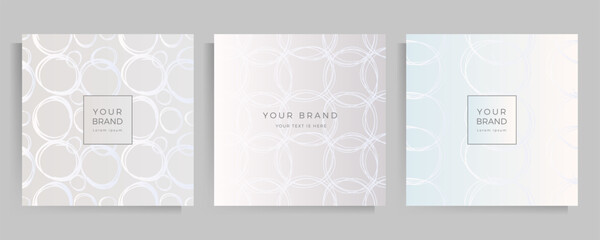 Abstract elegant background in pastel gray color. Cover design for menu, catalogue, booklet, portfolio, folder. Set of square format vector templates.