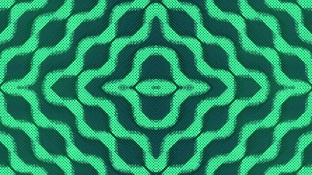 Endless seamless loop animation of moving green geometric pattern. Digital background. 3d rendering. 4K, Ultra HD resolution