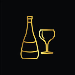 gold color glass and bottles icon, vector, template, logo, trendy, collection, flat, design