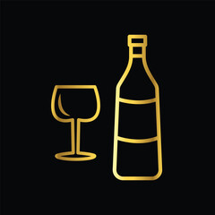 gold color glass and bottles icon, vector, template, logo, trendy, collection, flat, design