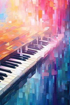 Music poster with colorful abstract piano keyboard
