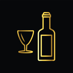gold color glass and bottles icon, vector, template, logo, trendy, collection, flat, design