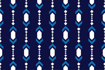 Seamless Kasuri pattern in tribal,folk embroidery. Ethnic abstract ikat art. geometric art ornament print. Design for fabric,clothing,carpet,wallpaper,wrapping,cover,background
