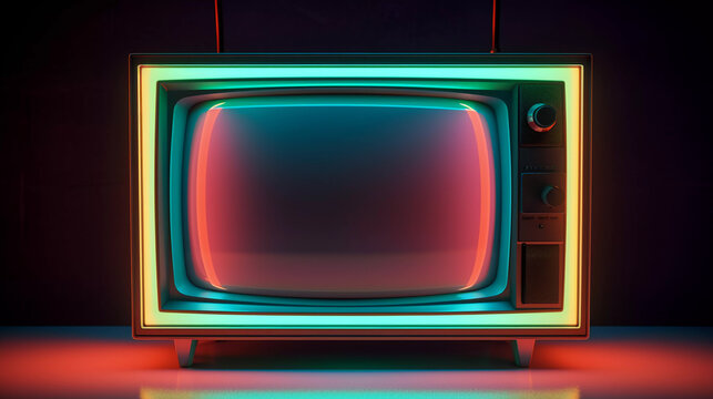 Retro TV Cyberpunk Style Vivid Neon Colors