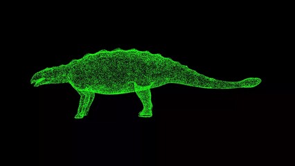 3D dinosaur on black background. Prehistoric dinosaurs. Jurassic period, Mesozoic era. Natural history museum. Prehistoric period. For title, text, presentation. 3d animation.