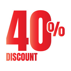 40 percent discount deal icon, 40% special offer discount vector, 40 percent sale price reduction offer, Friday shopping sale discount percentage design