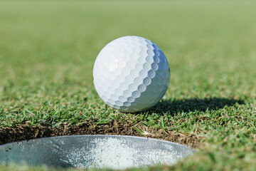 ゴルフ場のグリーンとゴルフボール