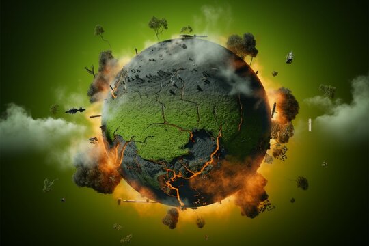 Earths pollution in a 3D visual highlighting ecological concerns