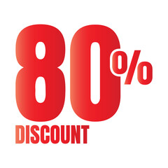 80 percent discount deal icon, 80% special offer discount vector, 80 percent sale price reduction offer, Friday shopping sale discount percentage design