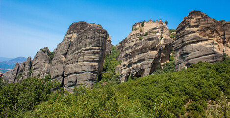 Monasteries in the mountains of Meteora in Greece. Beautiful views of the monasteries and mountains...