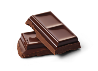 Chocolate bar pieces . hand cut
 on transparent 