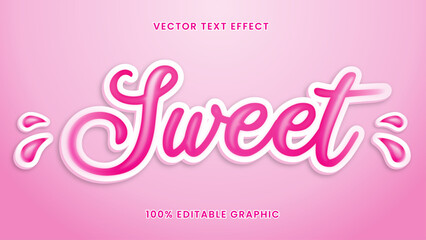 Sweet pink handwriting text effect. Smooth and delicate texture text effect. editable and scalable graphic design.