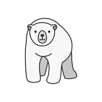 Polar bear icon. Cute cartoon bear. Vector illustration.
