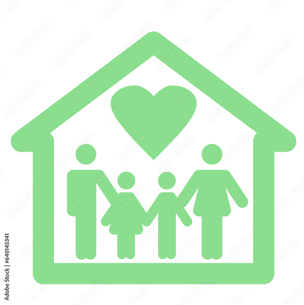 Wall mural home family icon with heart symbol icon