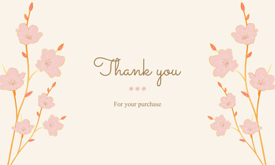 thank you card, greeting card, business card with botanical pink vintage flowers