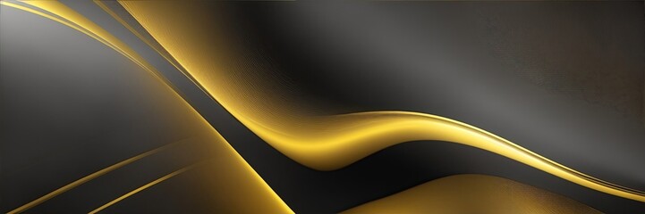 Abstract black and golden luxury background. Wavy lines background banner with copyspace.