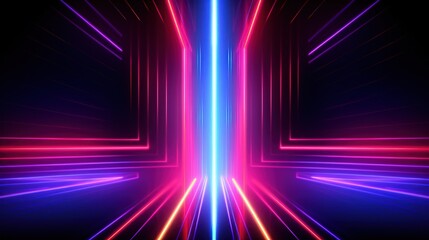 Fototapeta premium 3d render abstract geometric background of colorful neon lines glowing in the dark futuristic wallpaper.