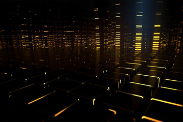 Abstract background with glowing lines. Abstract coding scene, modern tech environment. AI & digital exploration. 