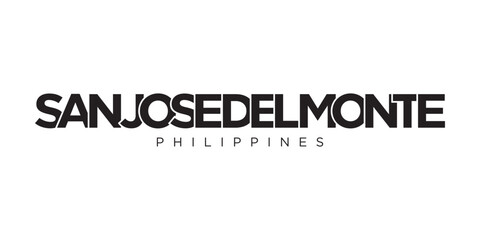 San Jose del Monte in the Philippines emblem. The design features a geometric style, vector illustration with bold typography in a modern font. The graphic slogan lettering.