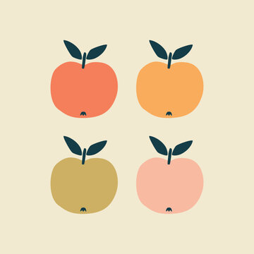 Tutti frutti apples hand drawn vector illustration. Isolated summer fruit in flat style for kids poster or icon.