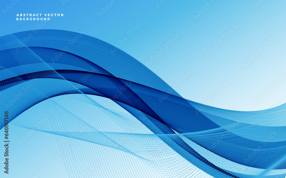 Wall mural blue gradient wavy background. smooth gradient background vector