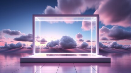 Fototapeta premium 3d render product presentation podium on minimalist background of pastel cloud.