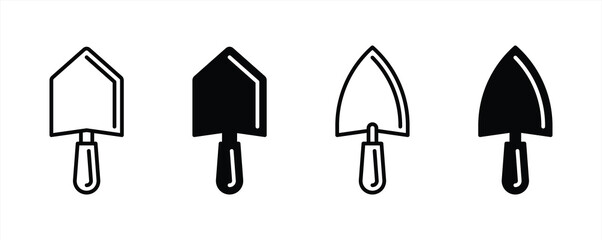 trowel icon set. line and filled trowel icon simple style, vector illustration