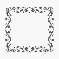 Vector square frame vintage. Floral design elements for monograms, invitations, frames, menus, labels, and websites. Graphic elements for café and retail catalogs and brochures