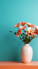 Vase with beautiful flowers. Generative AI