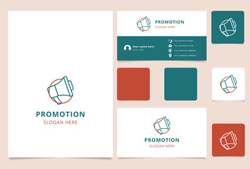 Promotion logo design with editable slogan. Branding book and business card template.