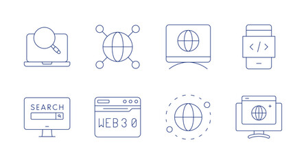 Website icons. Editable stroke. Containing browser, worldwide, web browser, mobile app, browsing, web, localization.