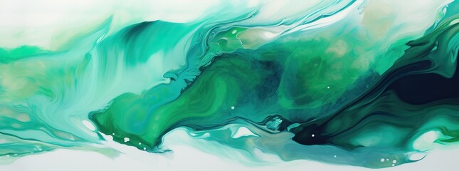 an abstract painting on dark background combines green and blue emerald green and blue