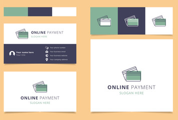 Fototapeta premium Online payment logo design with editable slogan. Branding book and business card template.