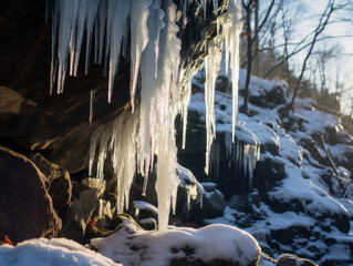 icicles on the edge of the mountain