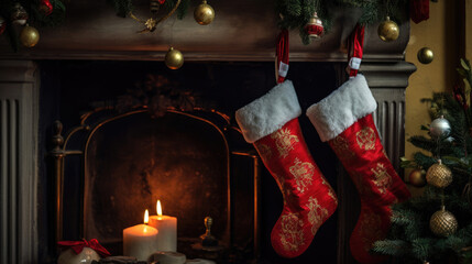 christmas stocking and candle