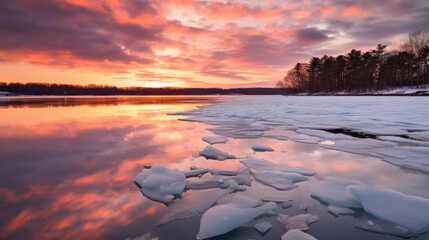 sunset over the river