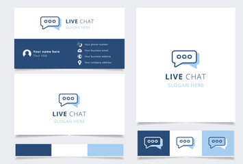 Live chat logo design with editable slogan. Branding book and business card template.