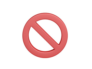 Prohibited sign. Isolated. Symbol. Prohibition. Forbidden sign. 3d illustration.