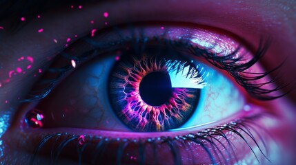 Eye in Synthwave style. Generative AI
