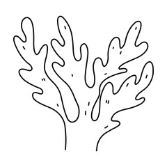 Obraz premium Seaweed. Ocean plant. Hand drawn doodle style. Vector illustration isolated on white. Coloring page.