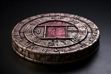 Obraz premium Ancient lucky coin on a black background. 
