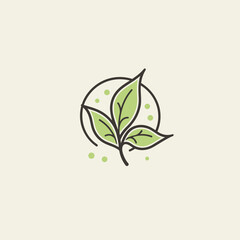 Fresh market filled outline green logo. Farm to table. Healthy recipe. Leaf symbol. Design element. Created with artificial intelligence. Ai art for corporate branding, juice bar, food store