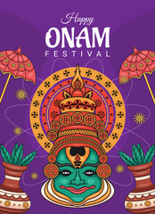 poster illustration design for onam festival