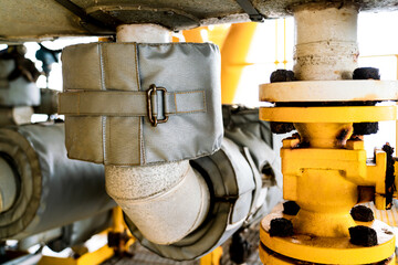 Insulation foam covered with a good waterproof rubber sheet on pipes in offshore oil and gas...